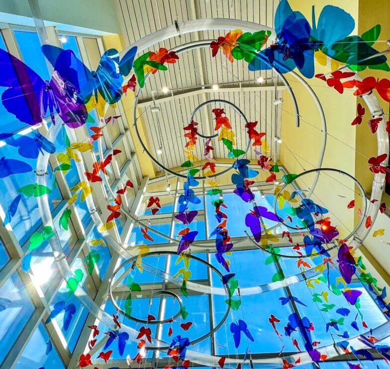 Pneumatic tube and butterfly decor