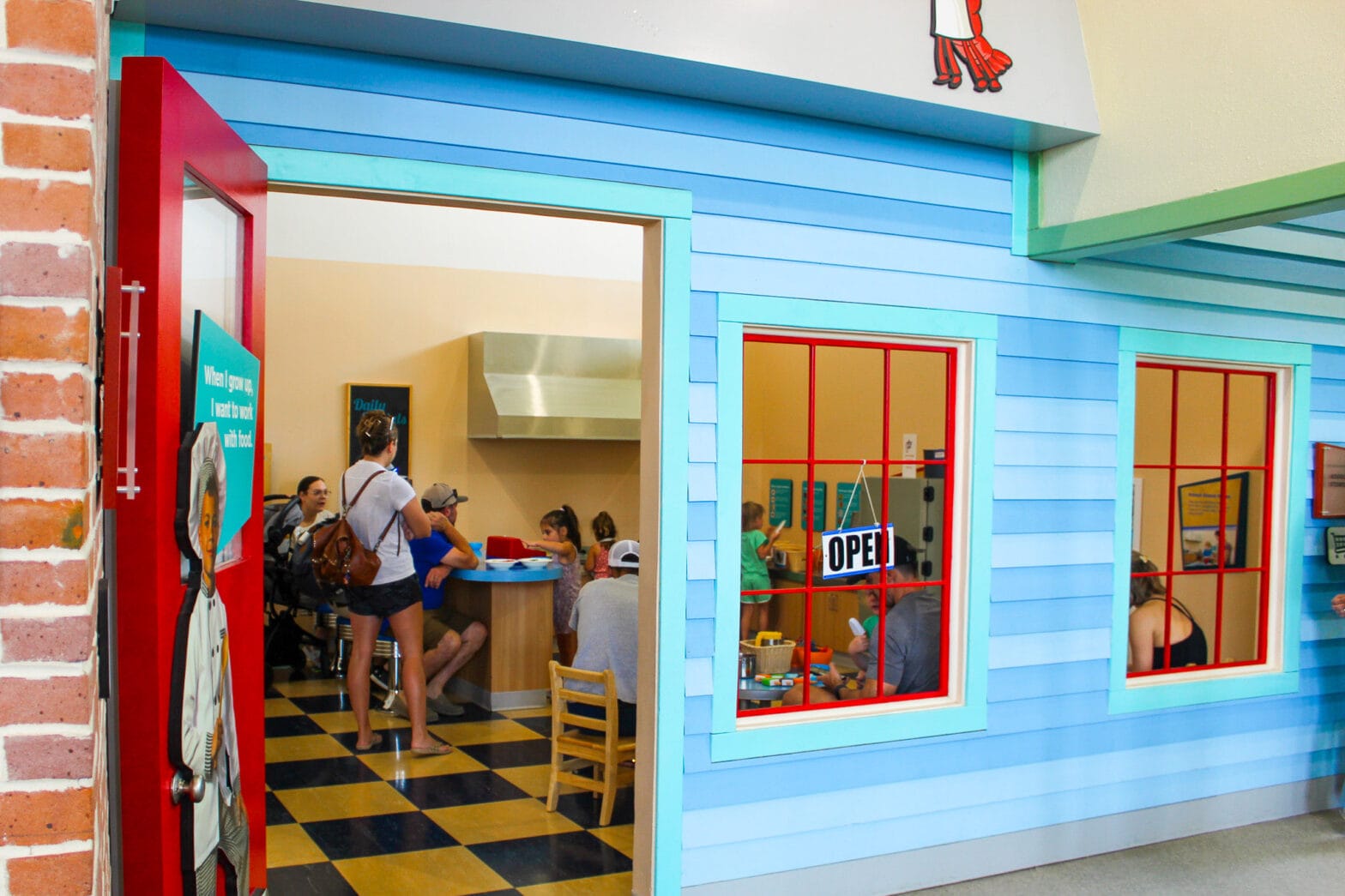 An overview of the door entrance to the toy cafe.