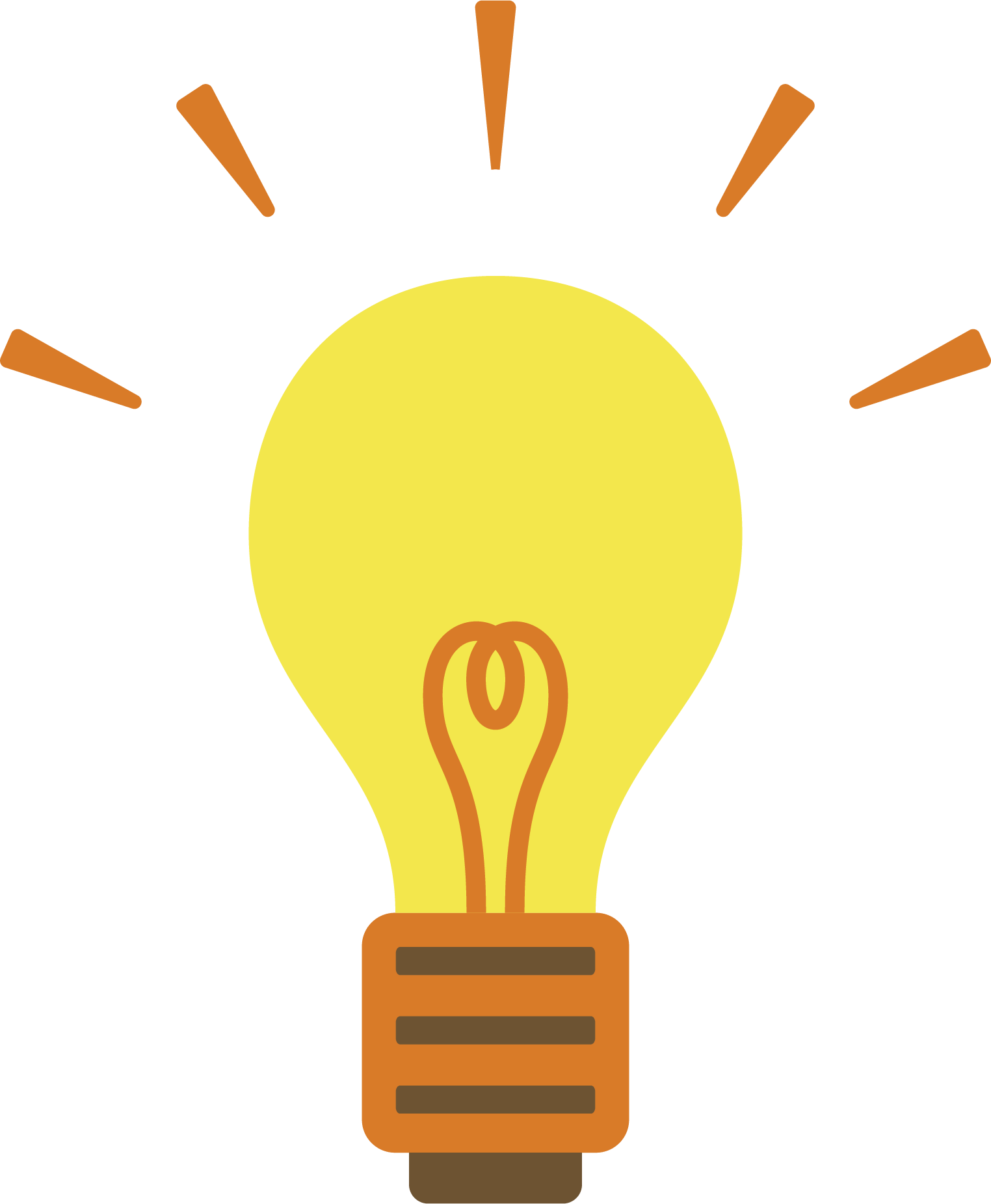 Animated lightbulb that is yellow to show that it is turned on.