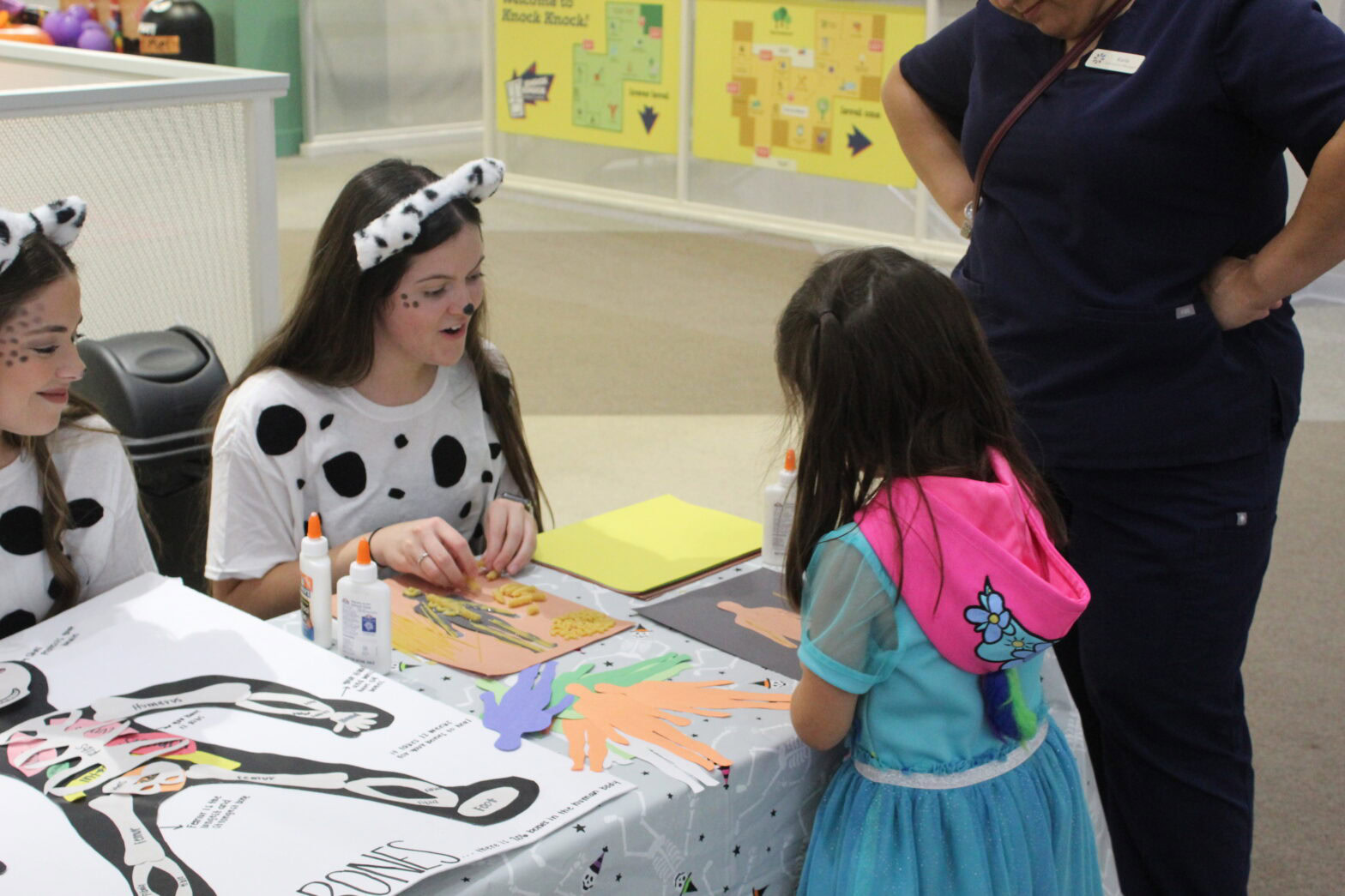 child completes skeleton activity