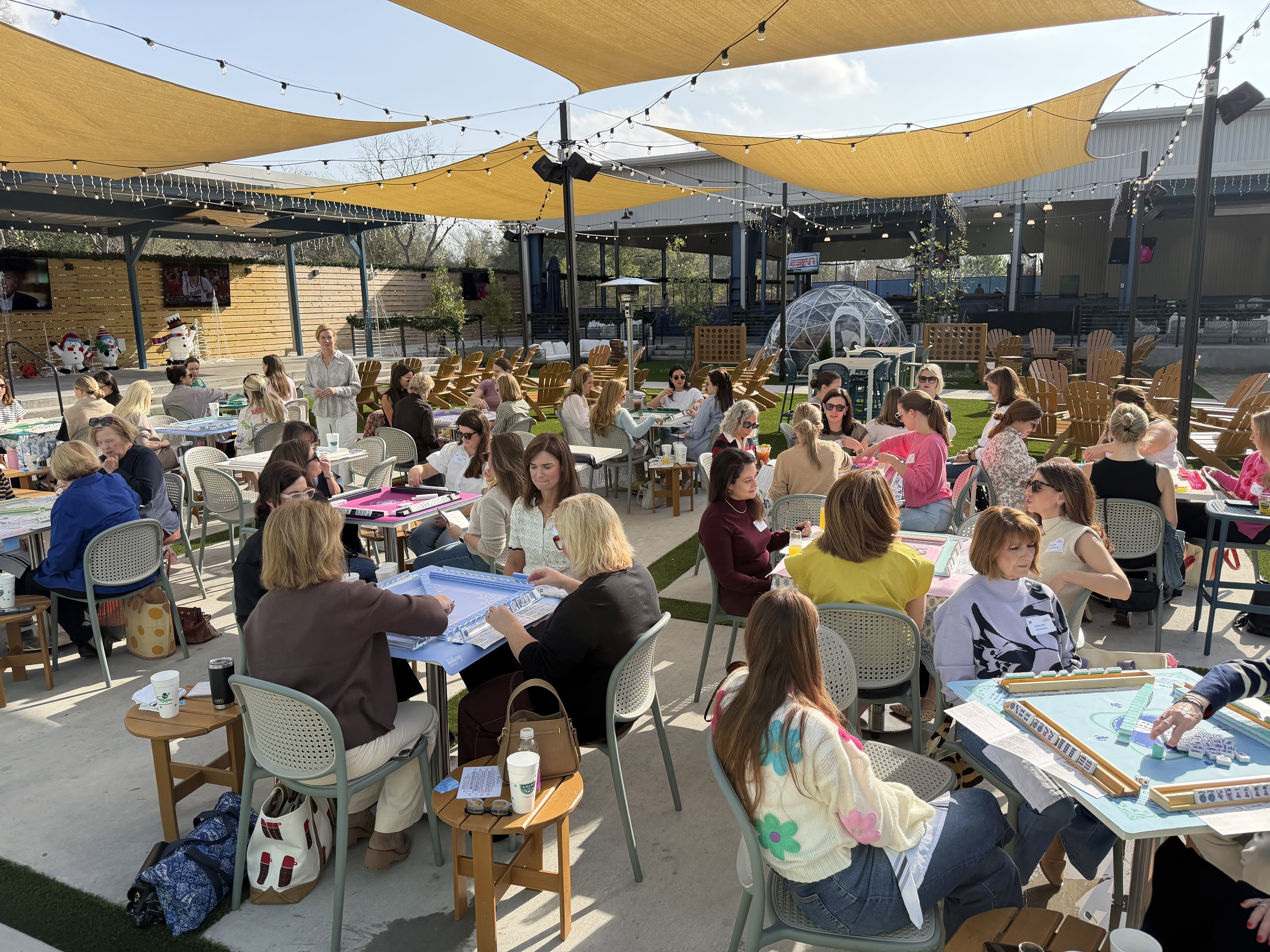 Ladies playing mahjong.